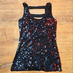 Taboo Black and Red Sequin Bodycon Tank Top